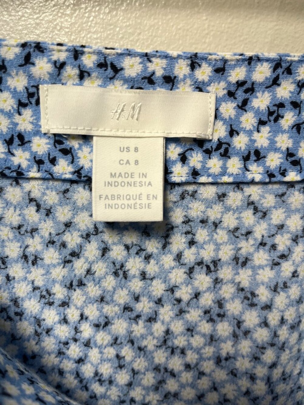 Y2k Blue and White Ditsy Floral Midi Skirt with Side Slit, Cottagecore - Picture 4 of 4